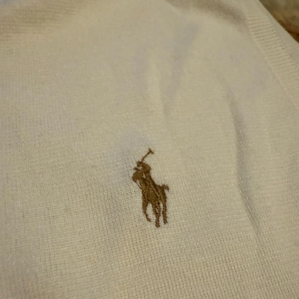 Polo Ralph Lauren Mens Classic Sweater Vest Ivory Pima Cotton V-Neck Pony Logo L